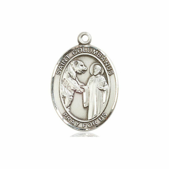 St Columbanus Medal - Sterling Silver Oval Pendant 3 Sizes