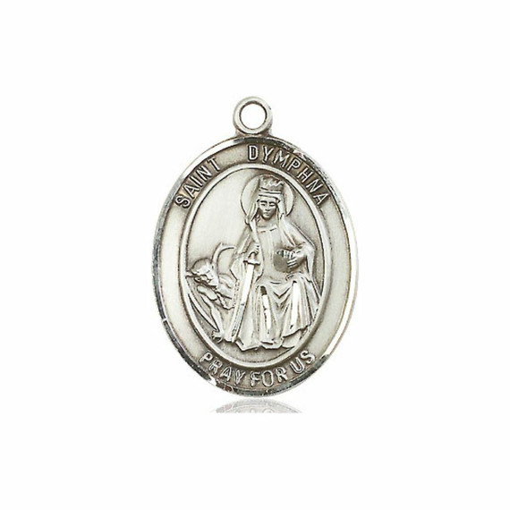 St Dymphna Medal - Sterling Silver Oval Pendant 3 Sizes