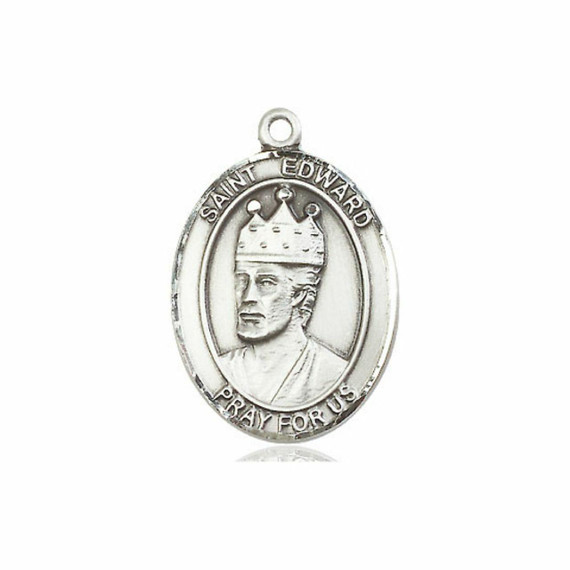 St Edward The Confessor Medal - Sterling Silver Oval Pendant 3 Sizes