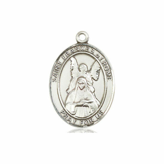 St Frances of Rome Medal - Sterling Silver Oval Pendant 3 Sizes