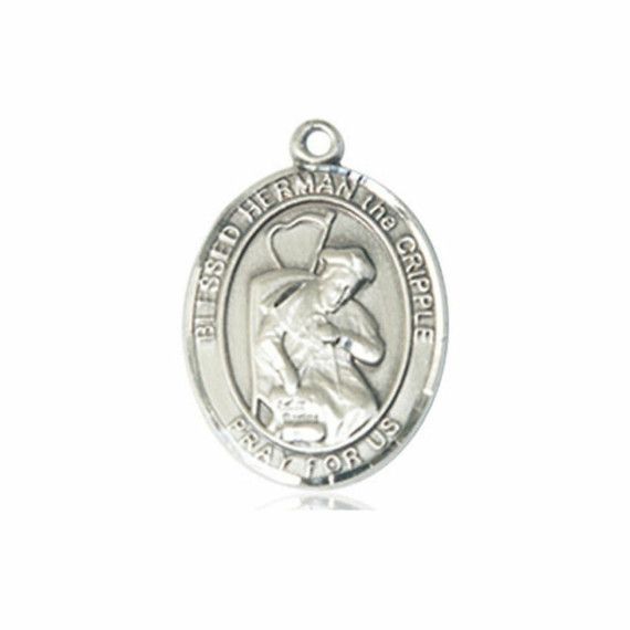 Blessed Herman The Cripple Medal - Sterling Silver Oval Pendant 3 Sizes