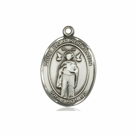 St Ivo of Kermartin Medal - Sterling Silver Oval Pendant 3 Sizes