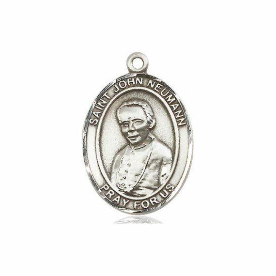 St John Neumann Medal - Sterling Silver Oval Pendant 3 Sizes