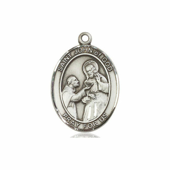 St John of God Medal - Sterling Silver Oval Pendant 3 Sizes