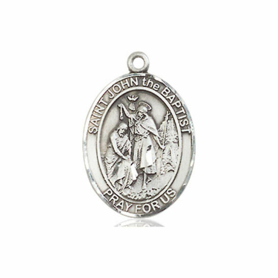 St John The Baptist Medal - Sterling Silver Oval Pendant 3 Sizes