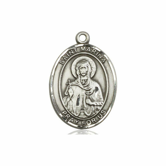 St Marina Medal - Sterling Silver Oval Pendant 3 Sizes