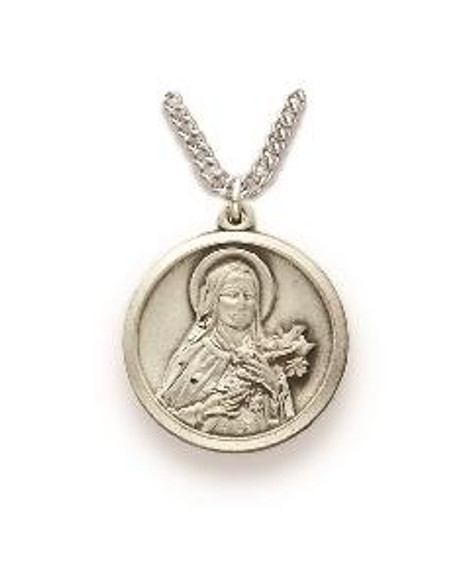 St Theresa Necklace - Sterling Silver Medal on 20 Stainless Chain SM1025SH
