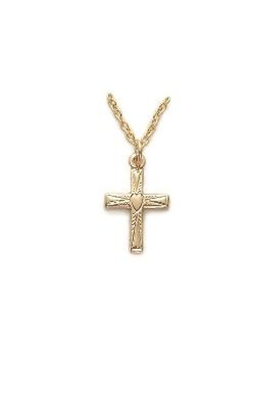 Small Cross Necklace - Gold-Filled Pendant on 16 Gold-Plated Chain SX0705GH