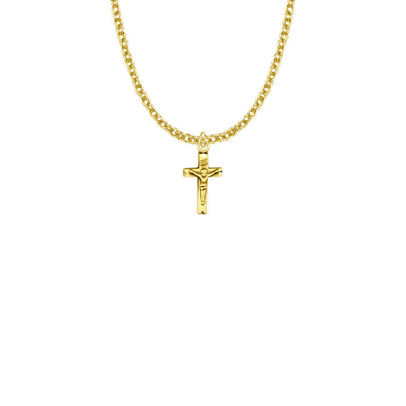 Small Crucifix Necklace - 14K Gold-Filled Pendant On 16 Gold-Plated Chain SX1391GH