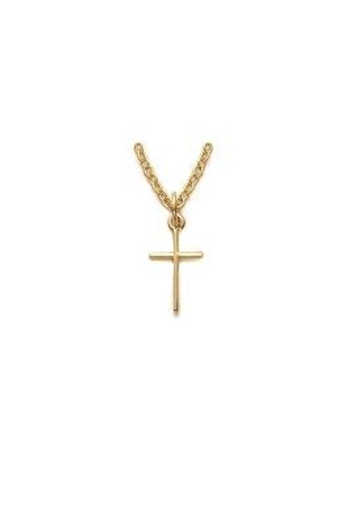 Small Stick Cross Necklace - Gold-Filled Pendant on 16 Gold-Plated Chain SX1276GH