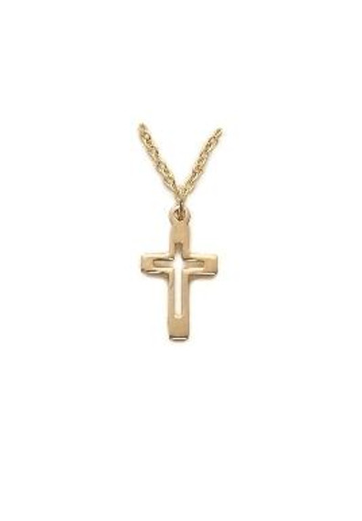 Pierced Cross Necklace - Gold-Filled Pendant on 18 Gold-Plated Chain SX1277GH