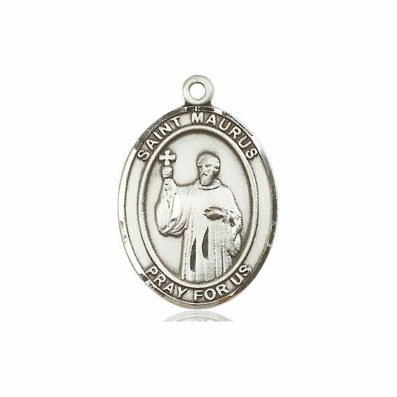 St Maurus Medal - Sterling Silver Oval Pendant 3 Sizes