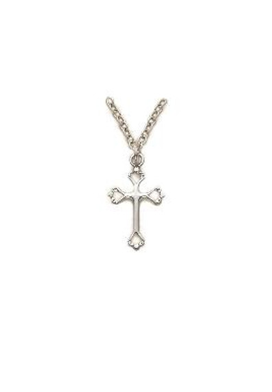 Small Open Heart Cross Necklace - Sterling Silver Pendant on 18 Stainless Chain SX7815SH