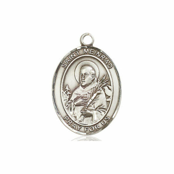 St Meinrad Medal - Sterling Silver Oval Pendant 3 Sizes