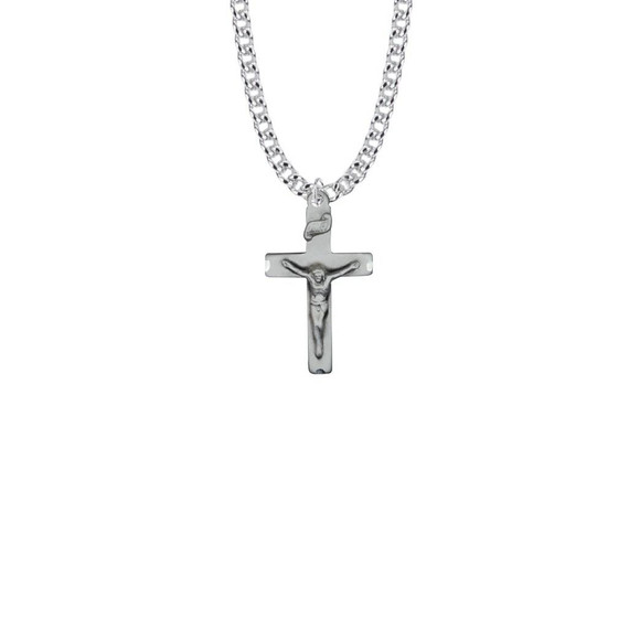 Simple Crucifix Necklace - Sterling Silver Pendant on 20 Stainless Chain SX0377SH