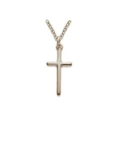 Stick Cross Necklace - Sterling Silver Pendant on 18 Stainless Chain SX7972SH