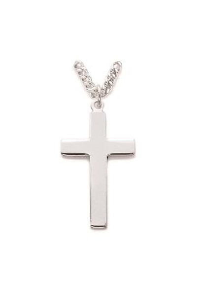 Plain Cross Necklace - Sterling Silver Pendant on 24 Stainless Chain SX0327SH