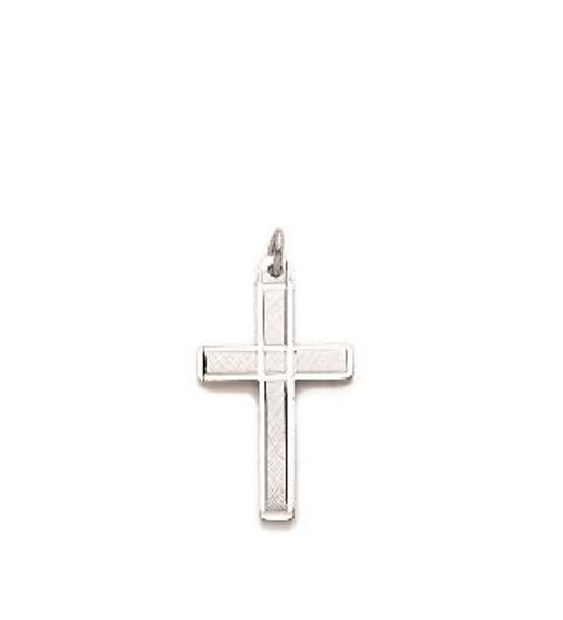Diamond Cut Cross Necklace - Sterling Silver Pendant on 18 Stainless Chain SX7621SH