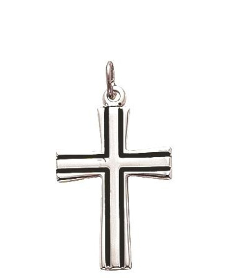 Boys Flared Antique Cross Necklace - Sterling Silver Pendant on 18 Stainless Chain SX8068SH