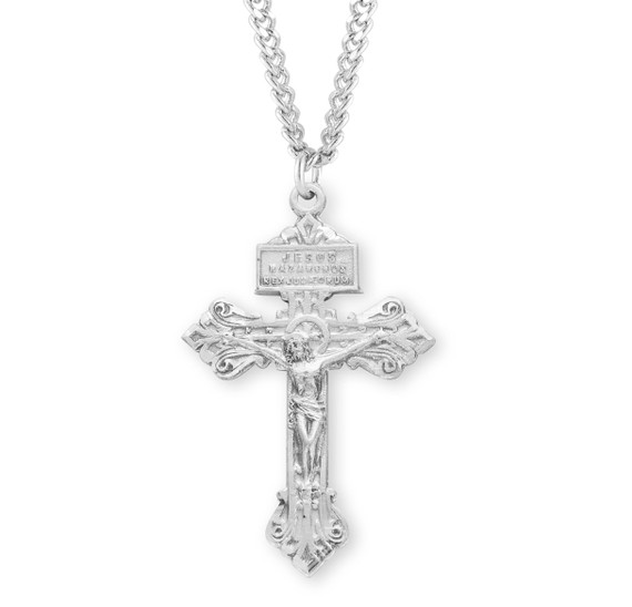 Large Pardon Crucifix Necklace - Sterling Silver Pendant on 24" Stainless Chain