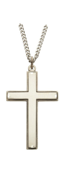 Our Father Beaded Cross Necklace - Sterling Silver Pendant on 24 Stainless Chain SX9383SH