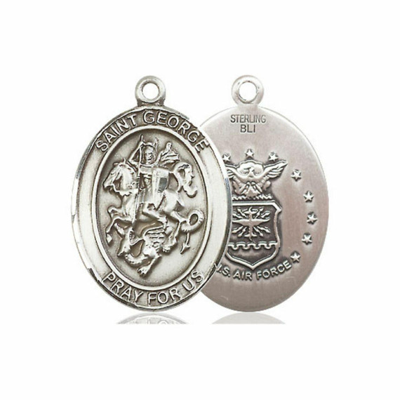 St George Air Force Medal - Sterling Silver Oval Pendant 3 Sizes