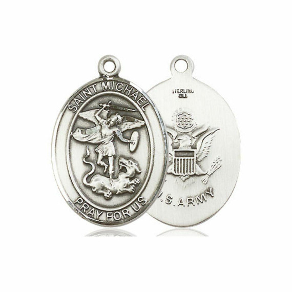 St Michael Army Medal - Sterling Silver Oval Pendant 3 Sizes