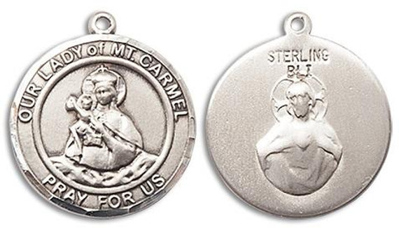 Our Lady of Mount Carmel Medal - Sterling Silver Round Pendant 2 Sizes