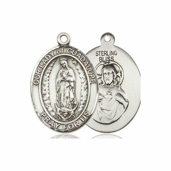 Our Lady of Guadalupe Medal - Sterling Silver Oval Pendant 3 Sizes