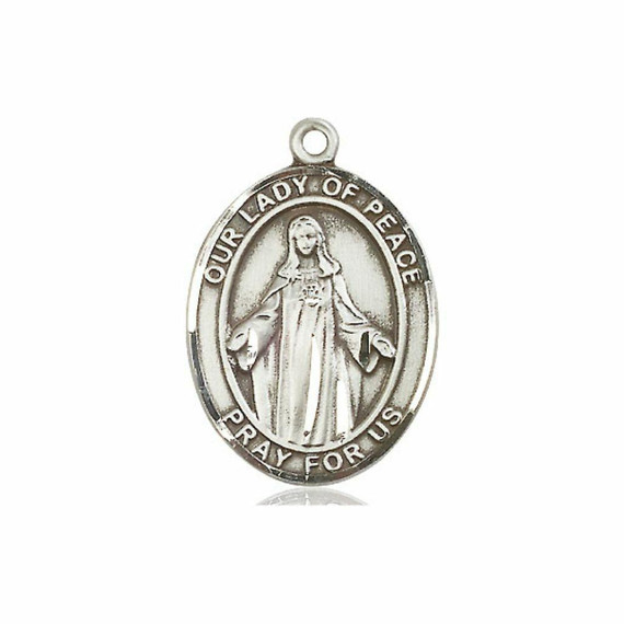 Our Lady of Peace Medal - Sterling Silver Oval Pendant 3 Sizes