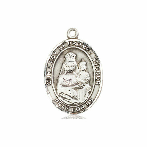 Our Lady of Prompt Succor Medal - Sterling Silver Oval Pendant 3 Sizes