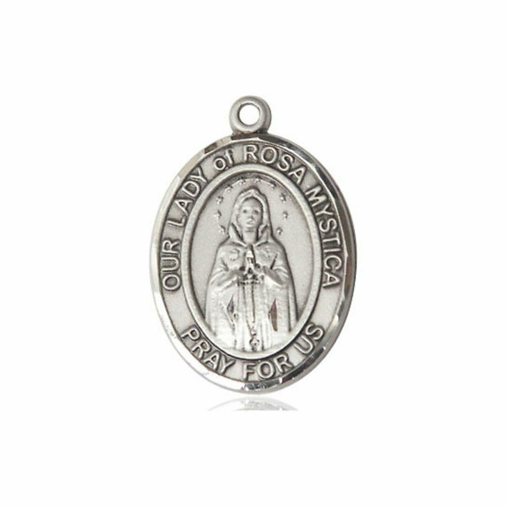 Our Lady of Rosa Mystica Medal - Sterling Silver Oval Pendant 3 Sizes