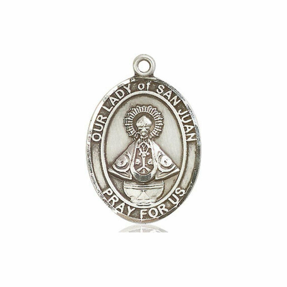 Our Lady of San Juan Medal - Sterling Silver Oval Pendant 3 Sizes