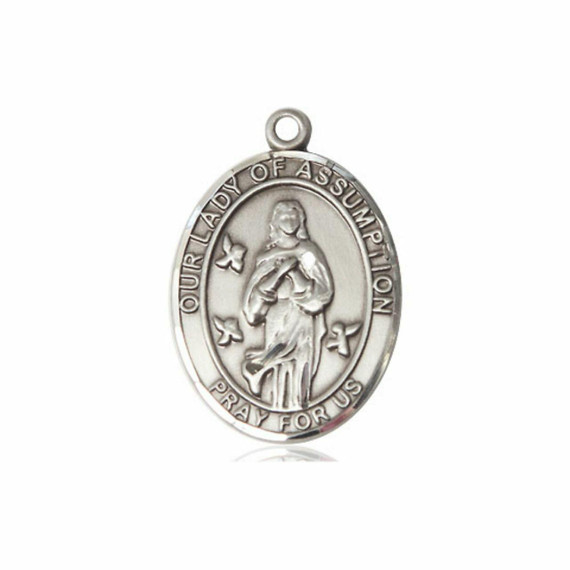 Our Lady of The Assumption Medal - Sterling Silver Oval Pendant 3 Sizes