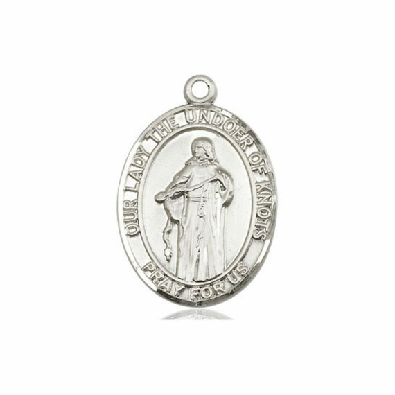 Our Lady Undoer of Knots Medal - Sterling Silver Oval Pendant 3 Sizes