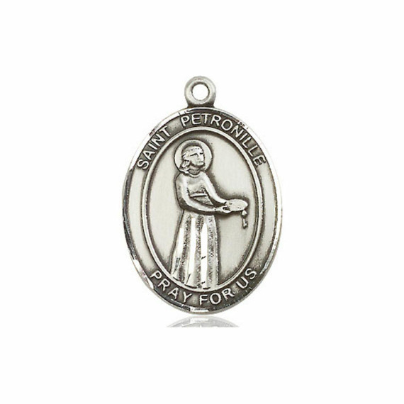 St Petronille Medal - Sterling Silver Oval Pendant 3 Sizes