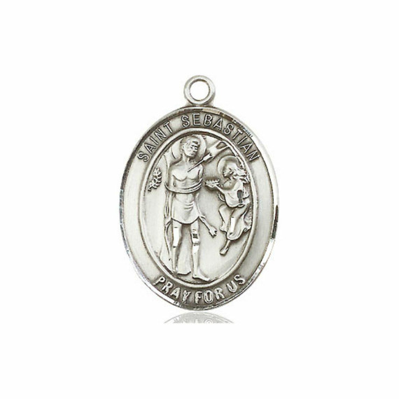 St Sebastian Medal - Sterling Silver Oval Pendant 3 Sizes