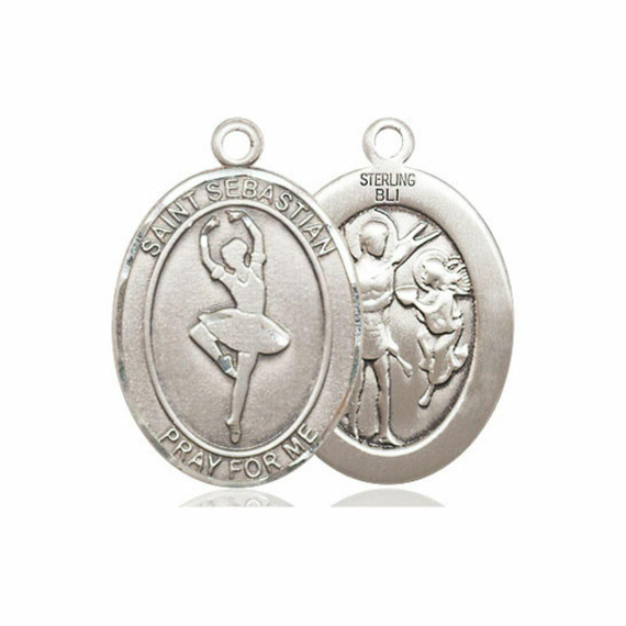 St Sebastian Simple Dance Medal - Sterling Silver Oval Pendant 3 Sizes