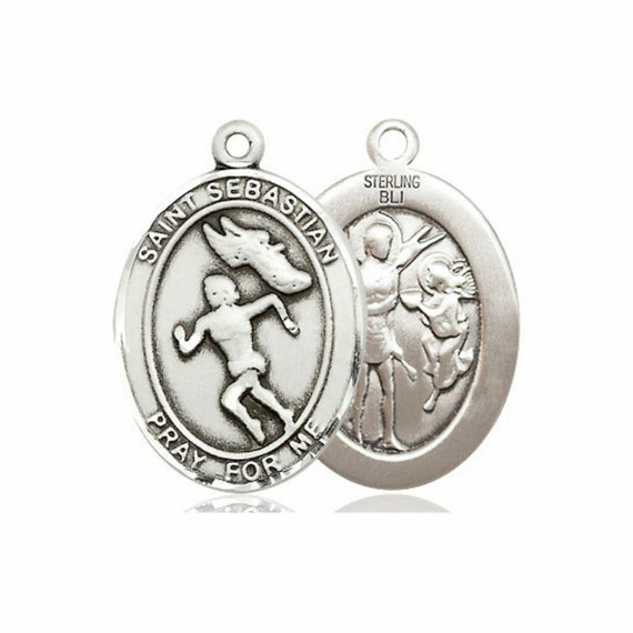 St Sebastian Womens Track and Field Medal - Sterling Silver Oval Pendant 2 Sizes
