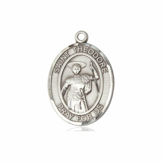 St Theodore Medal - Sterling Silver Oval Pendant 3 Sizes