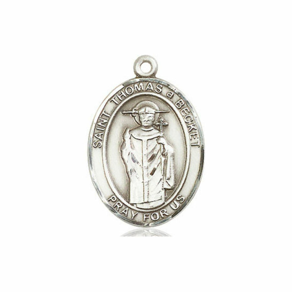 St Thomas Becket Medal - Sterling Silver Oval Pendant 3 Sizes