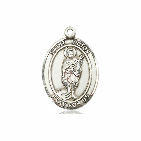 St Victor Medal - Sterling Silver Oval Pendant 3 Sizes