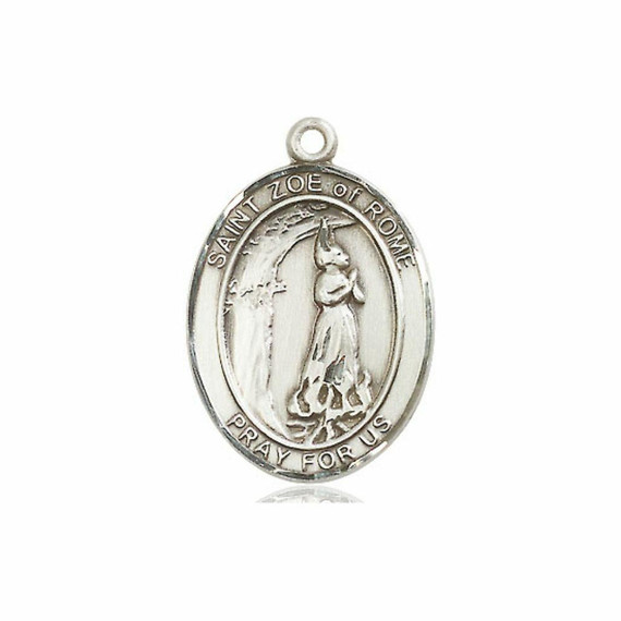 St Zoe of Rome Medal - Sterling Silver Oval Pendant 3 Sizes