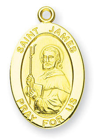 St James Medal With 14KT Jump Ring - Boxed - 14kt Gold 7/8 x 1/2 Oval Pendant A9274