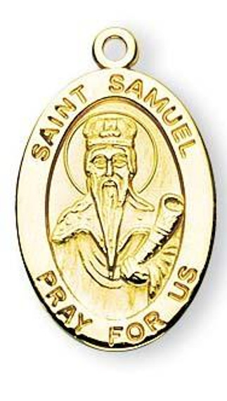 St Samuel Medal With 14KT Jump Ring - Boxed - 14kt Gold 7/8 x 1/2 Oval Pendant A9347