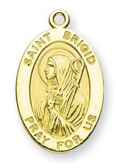 St Brigid Medal With 14KT Jump Ring - Boxed - 14kt Gold 7/8 x 1/2 Oval Pendant A9413