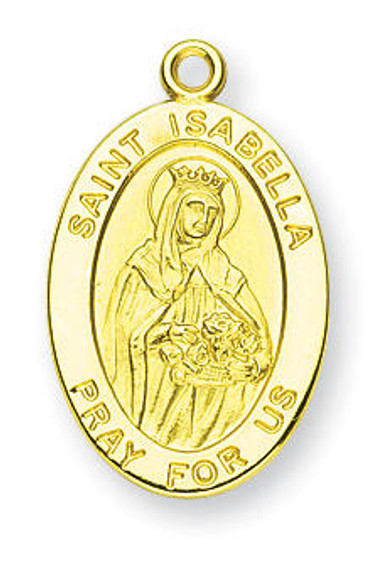 St Isabella Medal With 14KT Jump Ring - Boxed - 14kt Gold 7/8 x 1/2 Oval Pendant A9444