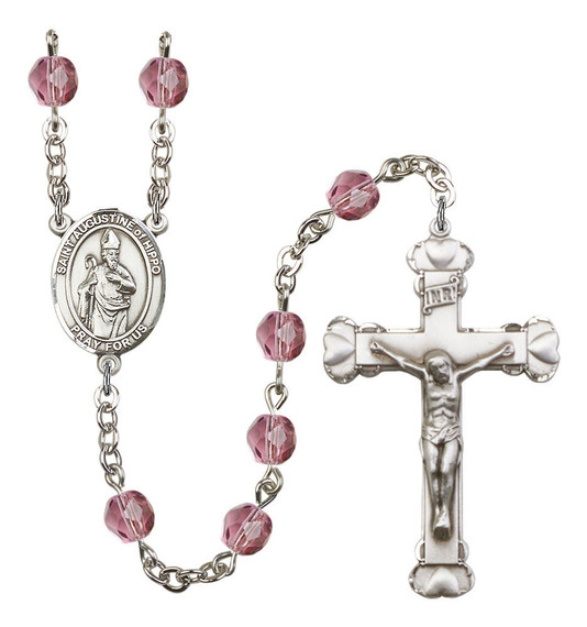 St Augustine of Hippo Rosary - 6MM Fire Polished Beads 8202SS