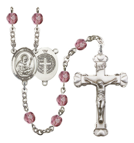 St Benedict Rosary - 6MM Fire Polished Beads 8008SS