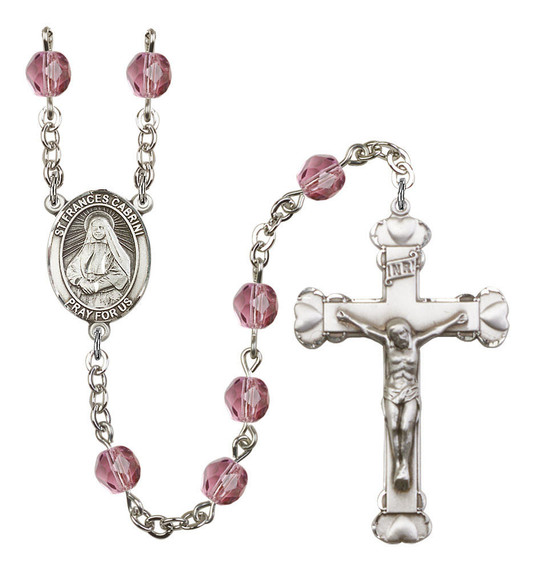 St Frances Cabrini Rosary - 6MM Fire Polished Beads 8011SS